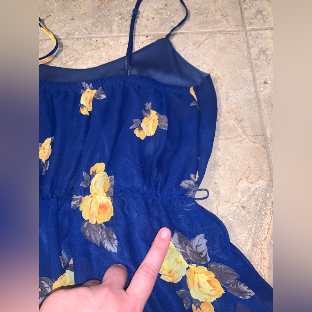 🌼💙Charming Charlie Blue and Yellow Floral Mini Dress - Adjustable Straps - - Picture 14 of 15